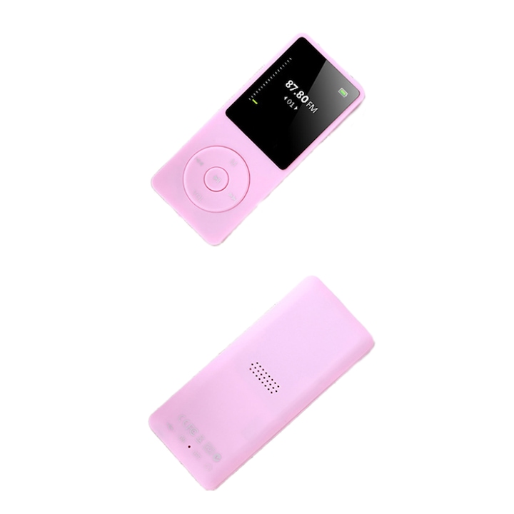 MP3 lejátszó, 8 GB, 1,8 hüvelykes, 450 mAh, 60 órás autonómia, fejhallgatóval, rózsaszín