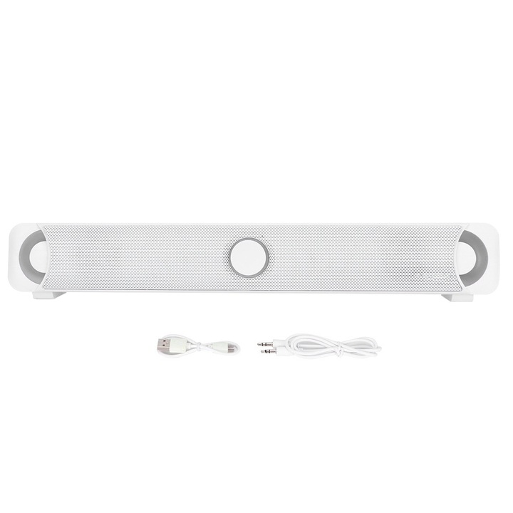 Bluetooth високоговорител, Mmgoqqt, безжичен, LED, 2000mAh, бял