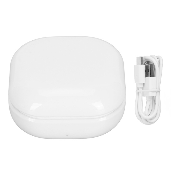 Töltőtok, Tovbmup, ABS, Galaxy Buds 2-hez, 450 mAh, USB-C kábel, fehér
