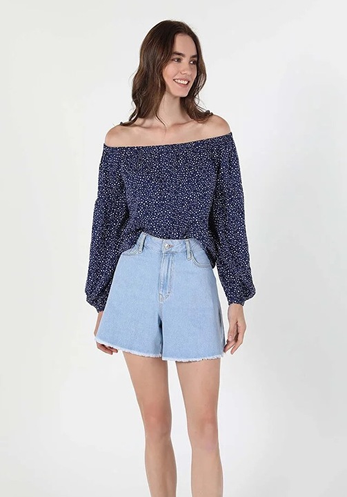 Bluza Cu Maneca Lunga De Dama Albastru Regular Fit 8683197231109