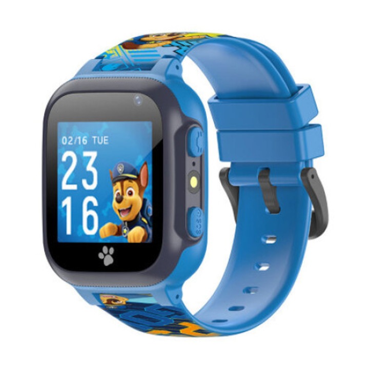 Okosóra gyerekeknek Paw Patrol, LBS, hangfigyelő funkció, KW-60, SOS funkció, 36 órás autonómia, zseblámpa, riasztó, szilikon szíj, Chase modell, kék