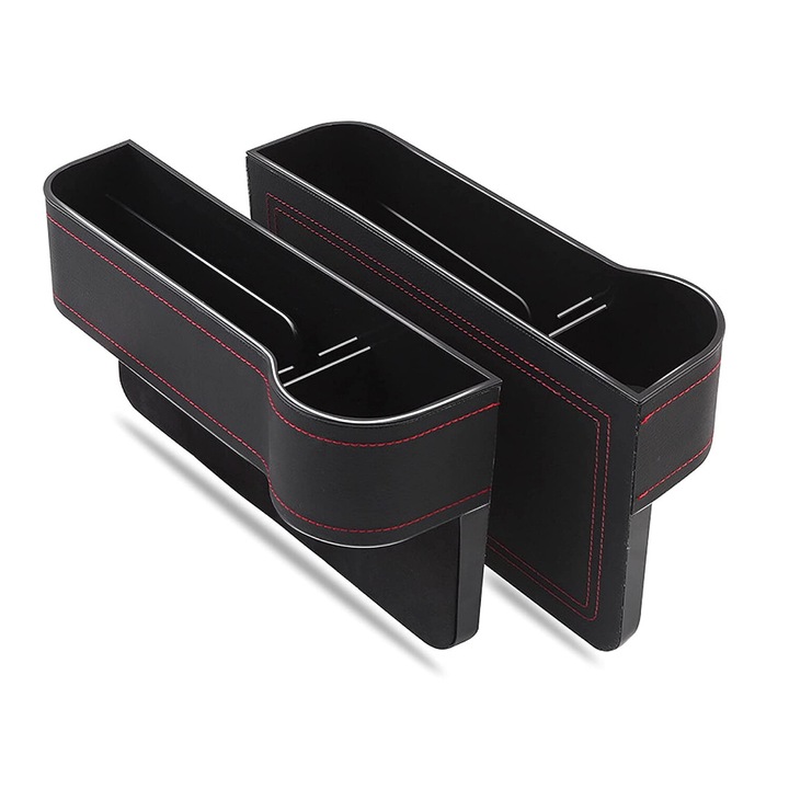 Organizatoare auto intre scaune, negru cu cusatura rosie, set 2 bucati, stanga si dreapta, marca AVR®