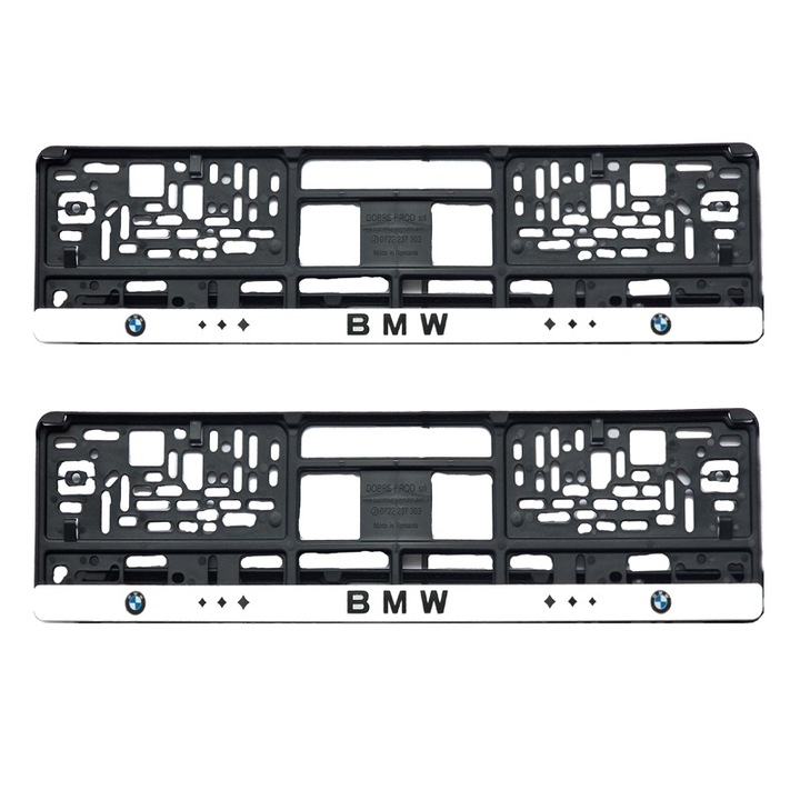 Set 2 bucati suport numar inmatriculare BMW, negru cu alb