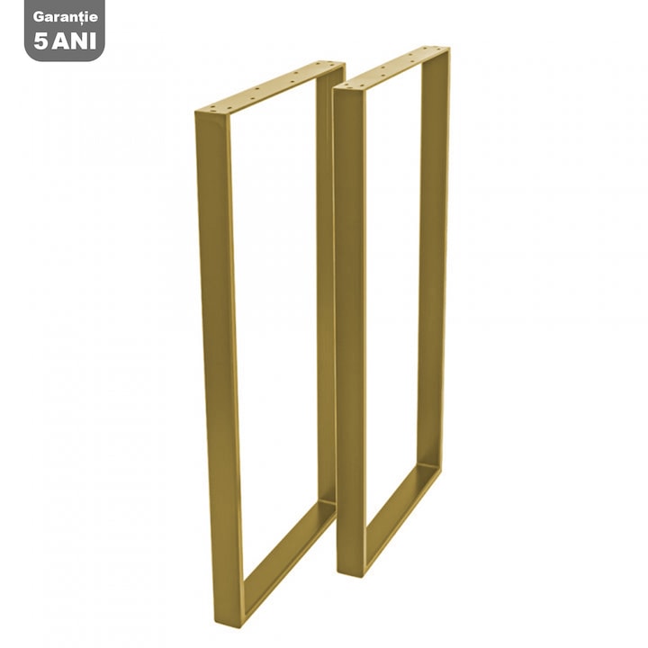 Set 2 picioare Masa Bar stil scandinav, Profil Lat, Vopsire in camp electrostatic, Finisaje Premium, BalustradeTM, Metal Auriu H100cm x 40cm x 6 cm