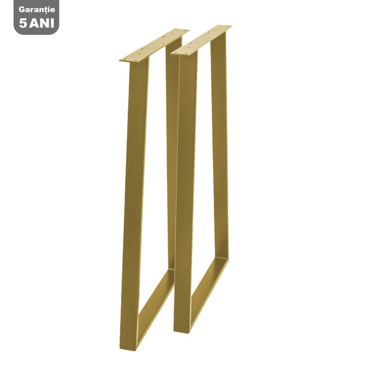 Set 2 picioare masa Bar stil scandinav Tapez, Profil Lat, Vopsire in camp electrostatic, Finisaje Premium, BalustradeTM, Metal Auriu H100x50x6 cm