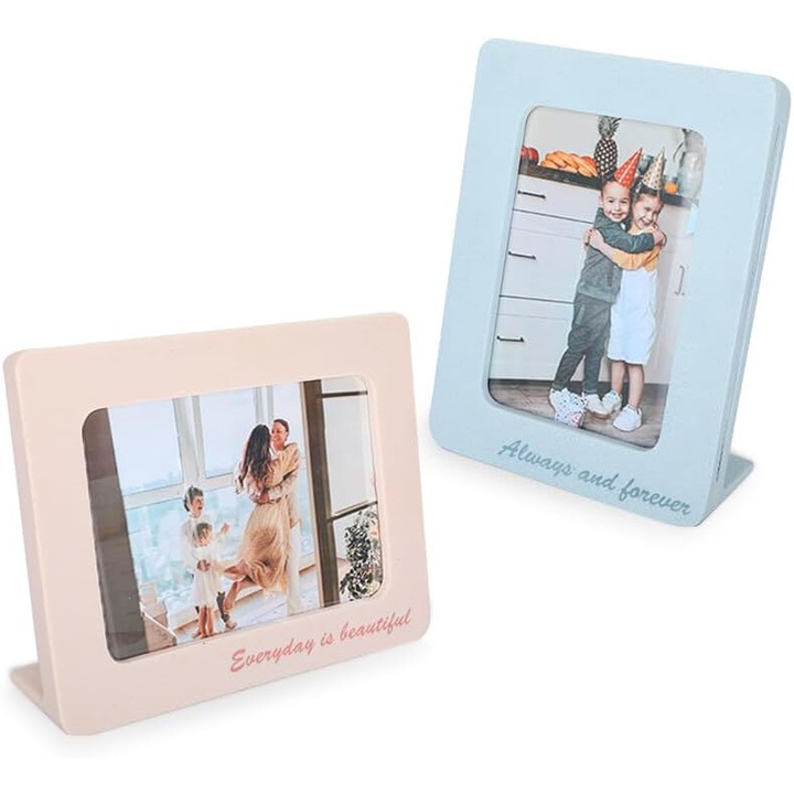 Set rame foto Suanti, rozie si albastre, 18 cm x 22.5 cm si 15.5 x 20 cm