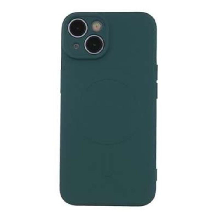 Husa pentru telefon, compatibila cu iPhone 15 Pro color magsafe dark green
