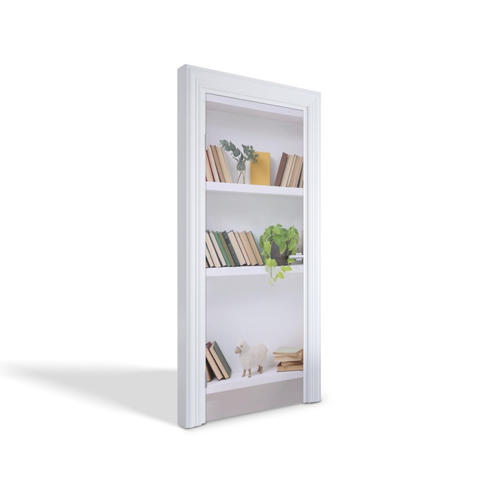 Stickere decorative, Wallfluent, Rafturi cu carti, Gri, 75x205 cm, 010120130040000278001