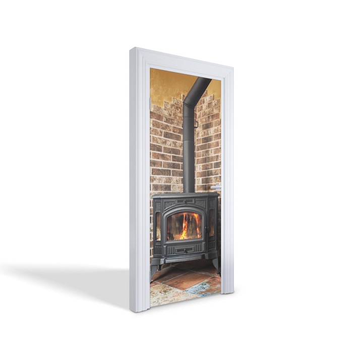 Stickere decorative, Wallfluent, Semineu din fonta, Maro, 75x205 cm, 010120130040000278004