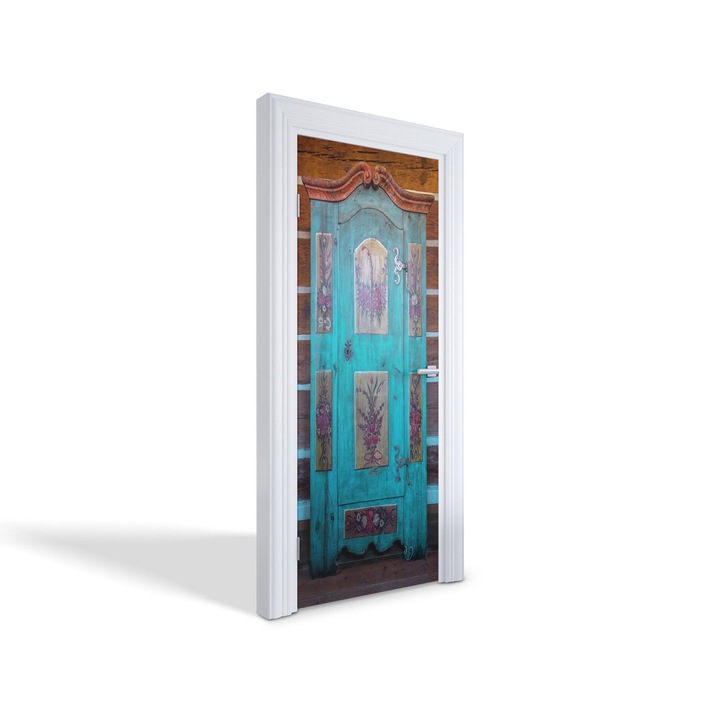 Stickere decorative, Wallfluent, Dulap rustic pictat, Turcoaz, 75x205 cm, 010120130040000278008