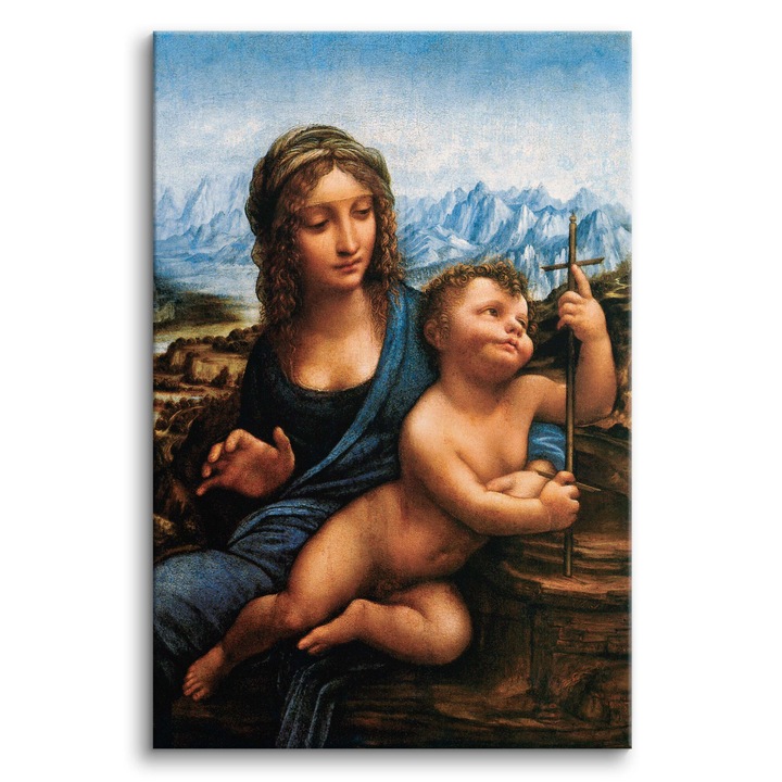 Reproducere Leonardo da Vinci, tablou pe panza, "Madona cu fusul", 60x90 cm