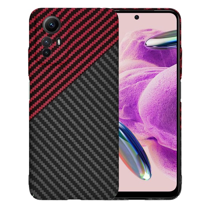 Кейс за Xiaomi Redmi Note 12S 4G CarbonFiber UltraSlim Lightweight червен / черен