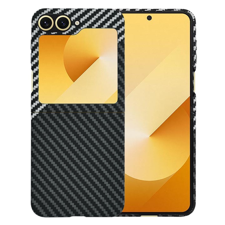 Husa pentru Samsung Galaxy Z Flip 6 Daden®, Ultra Slim, Carbonite FiberShell, Calitate Premium, Stealth Gray
