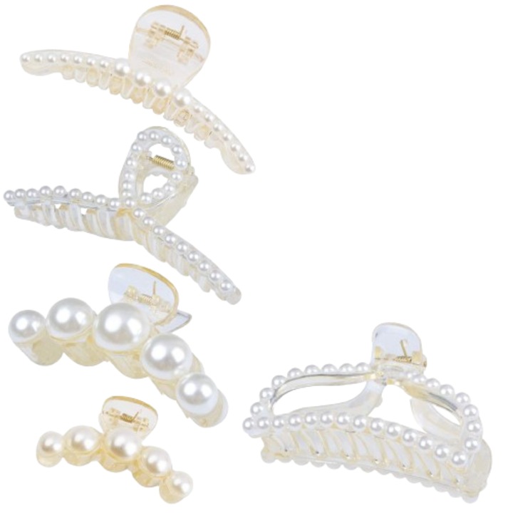 5 db-os hajcsat keszlet, feher, haj, Fehér, 9.4 CM/10.6 CM/9.6 CM/11.43 CM/7.11 CM