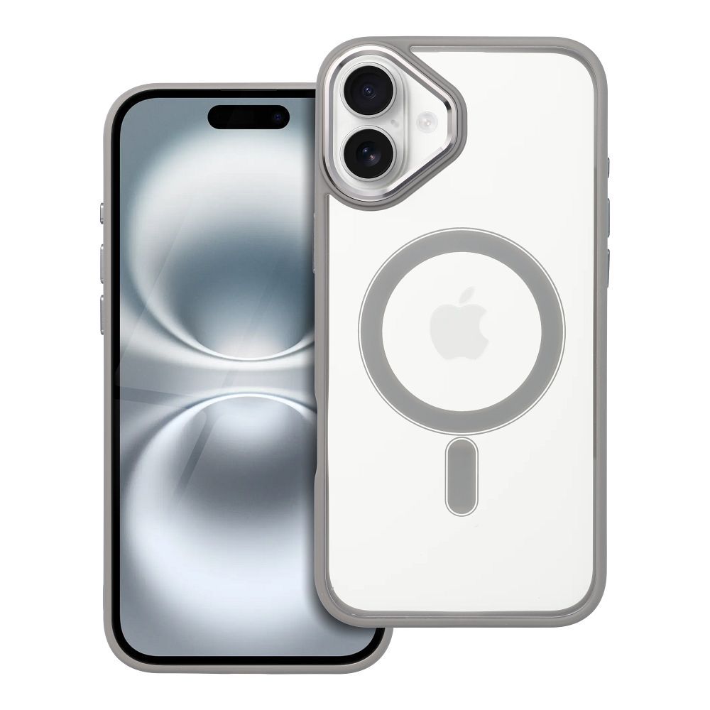 Husa pentru iPhone 16 Plus Premium Magcover Edge, Magsafe integrat, Calitate superioara, Antisoc, Protectie colturi, Transparenta cu margini Gri