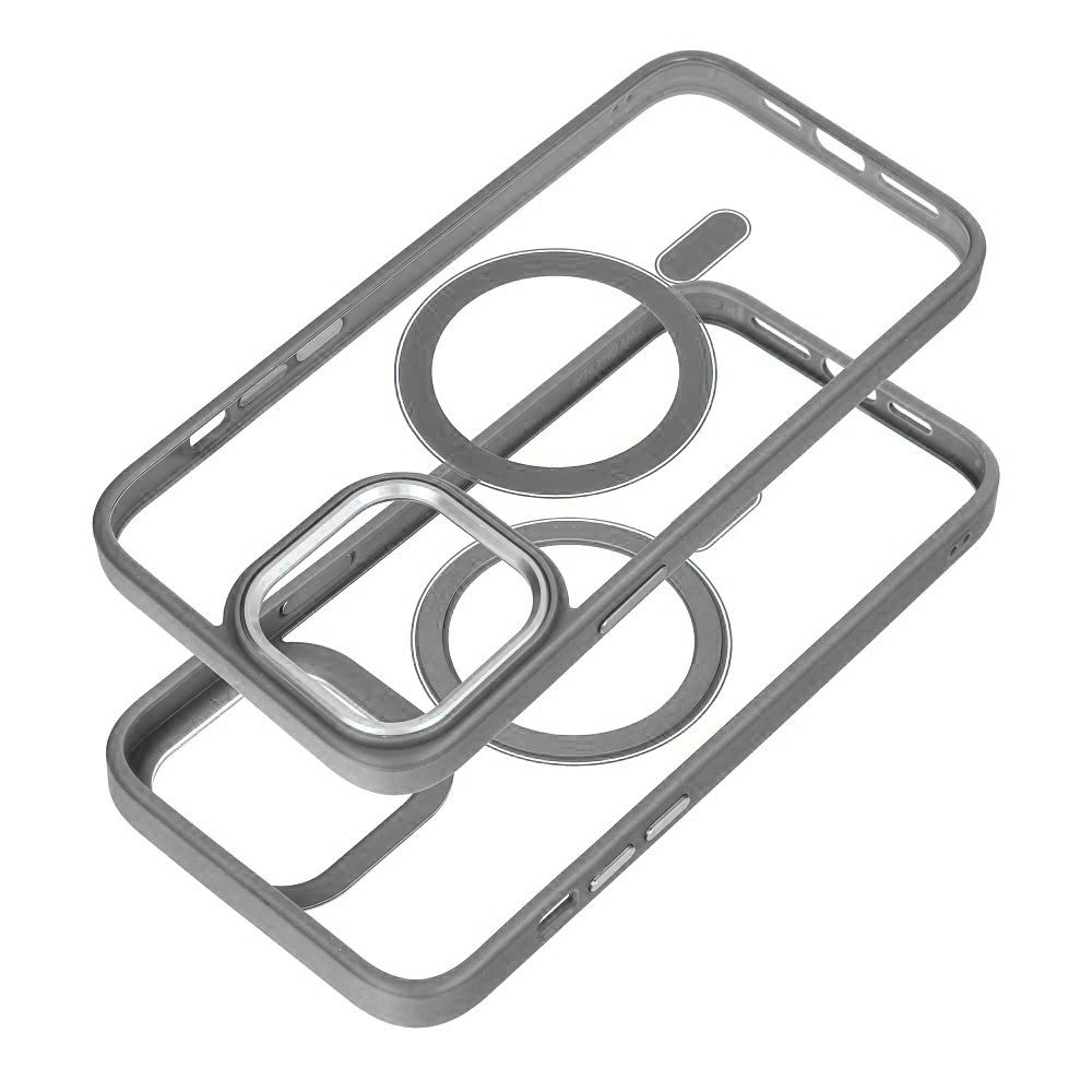 Husa pentru iPhone 16 Plus Premium Magcover Edge, Magsafe integrat, Calitate superioara, Antisoc, Protectie colturi, Transparenta cu margini Gri