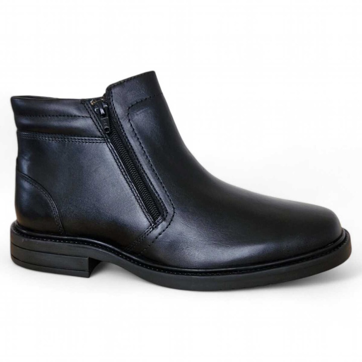 Cizme din piele naturala pentru barbati Reflexan, cu blana naturala, inchidere dubla cu fermoar Z5