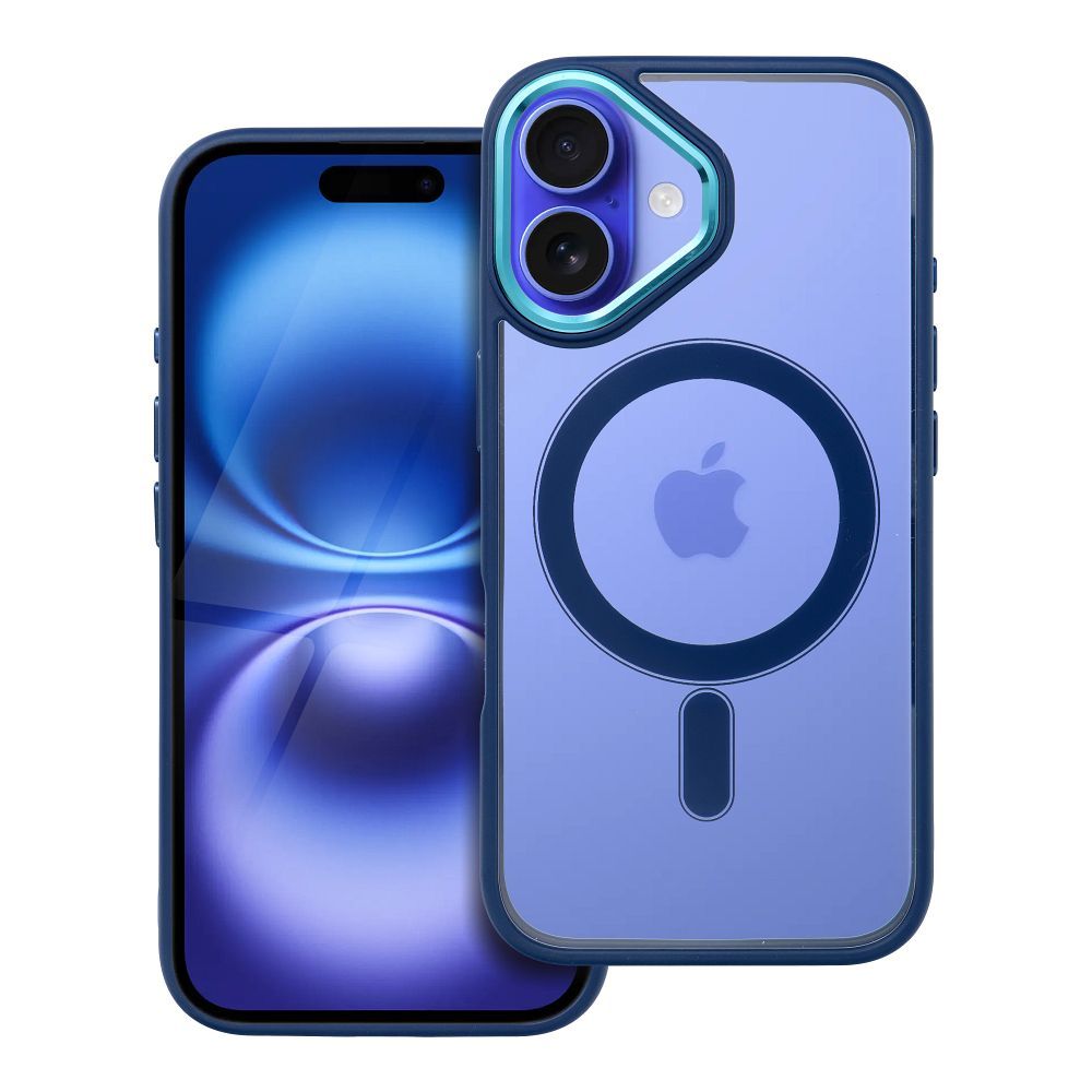Husa pentru iPhone 16 Plus Premium Magcover Edge, Magsafe integrat, Calitate superioara, Antisoc, Protectie colturi, Transparenta cu margini Albastre