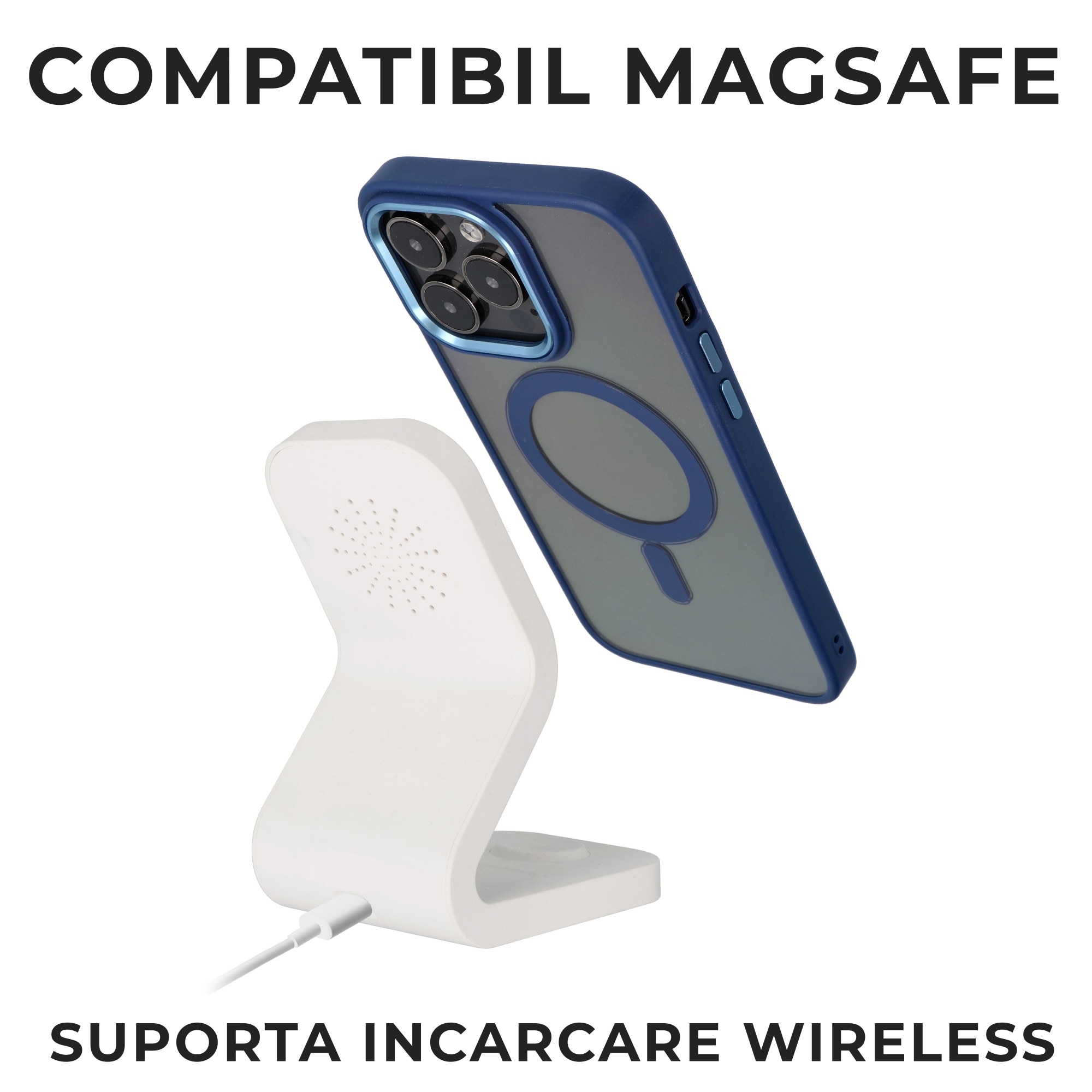 Husa pentru iPhone 16 Plus Premium Magcover Edge, Magsafe integrat, Calitate superioara, Antisoc, Protectie colturi, Transparenta cu margini Albastre