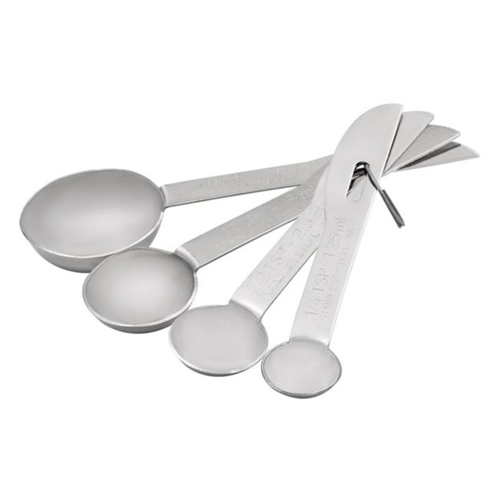 Set 4 linguri de masurare cu cutit in capat Antbro®, din otel inoxidabil, pentru lichide sau solide, 4 marimi 1.25ml, 2.5ml, 5ml & 15ml