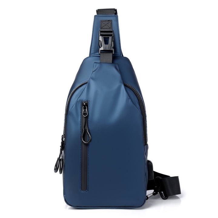 Férfi crossbody táska, nagy kapacitású, kék