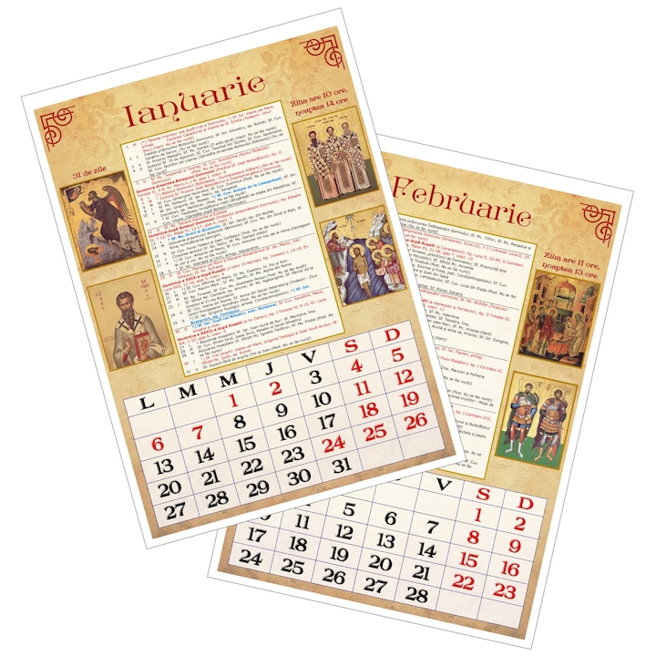 Calendar ortodox 2025, format A4, de perete, galben eMAG.ro