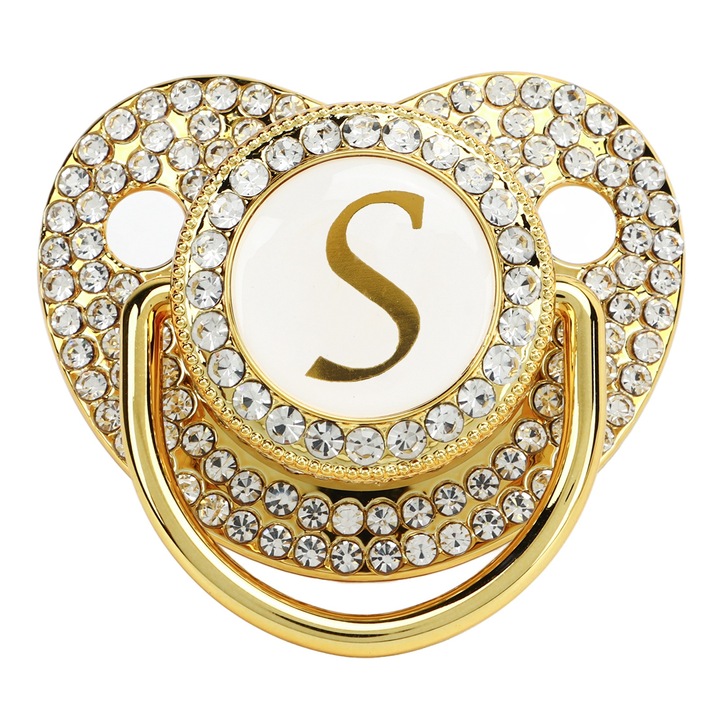 Държач за залъгалка с букви, S, 6-18 месеца, многоцветен, PP/силикон