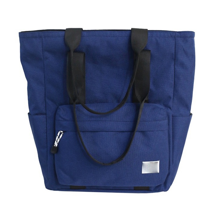 Unisex tote táska, Mmgoqqt, nagy kapacitású, Oxford anyag, sötétkék, zsebekkel