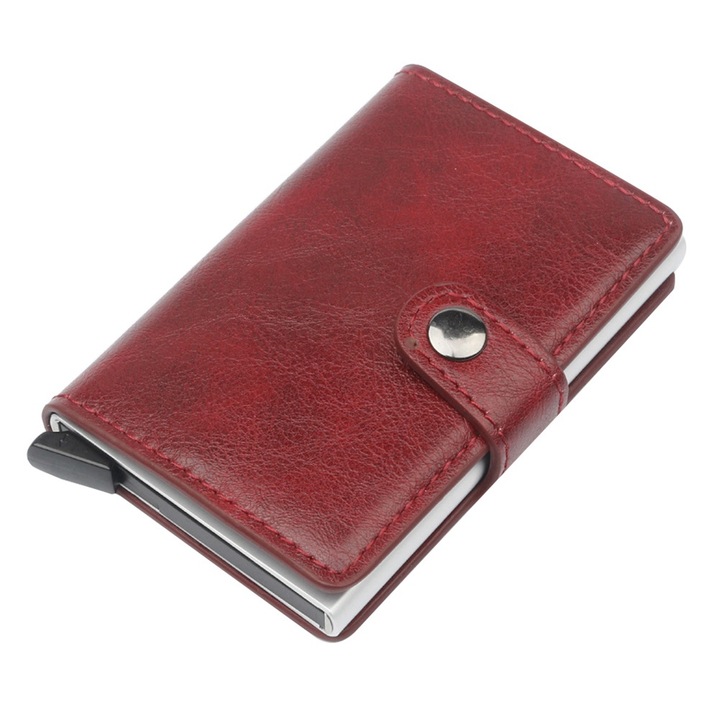 Férfi pénztárca, Mmgoqqt, PU bőr, RFID-védelem, nagy kapacitású, bordó
