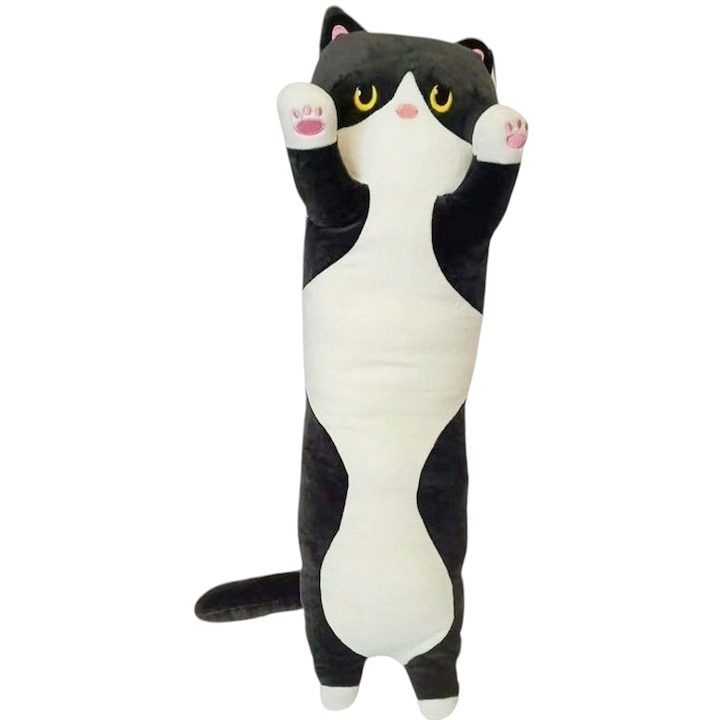 Pisica de plus tip perna sau de imbratisat 40 cm, ideala pentru calatorii sau decor pentru casa, material moale si placut