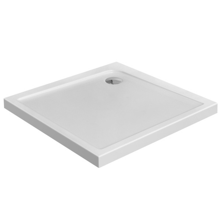 Cadita dus patrat, acrilic, SLIM 80x80 cm, alb