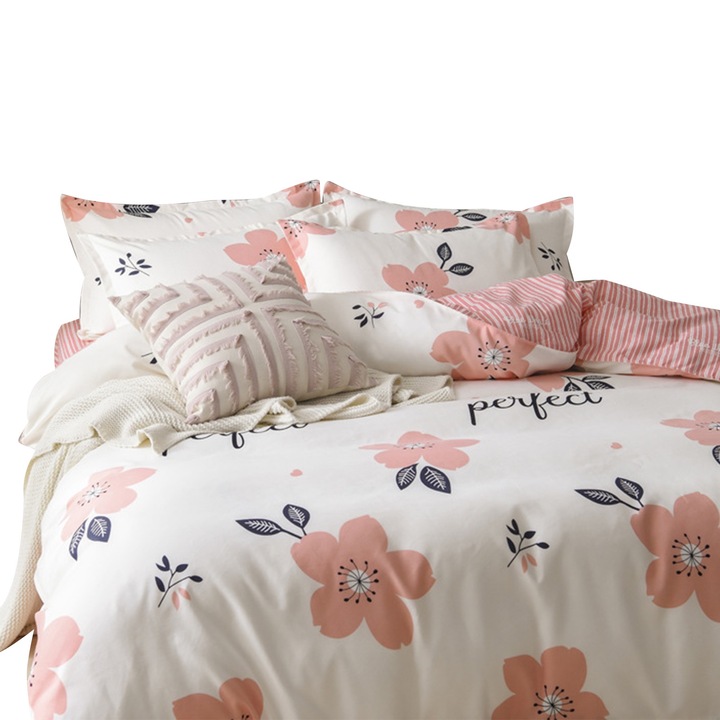 Jormftte ágynemű, pamut, 4 részes, fehér, 1 személyes, 150x200cm