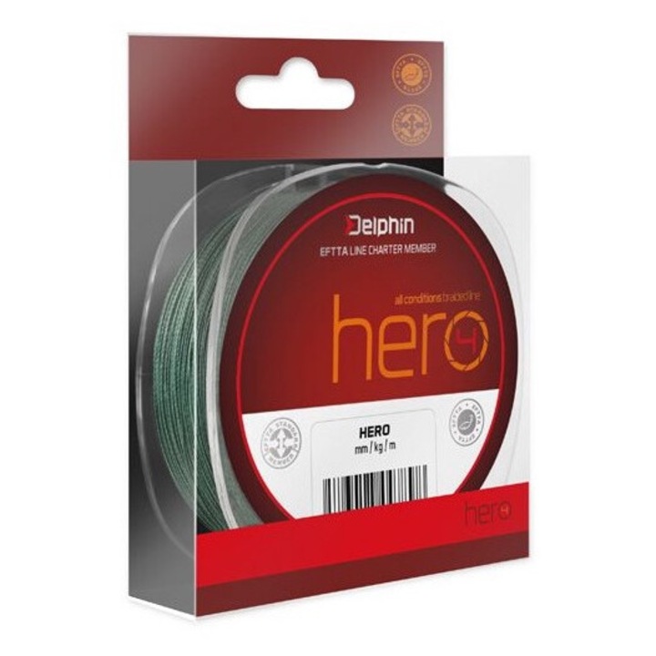 Текстилно влакно HERO, Delphin, Якост на скъсване 8,2 кг, 0,12 мм х 300 м, Зелено