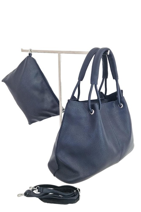 Női táska, ökológiai bőr/textil, kék, 28x16x52cm