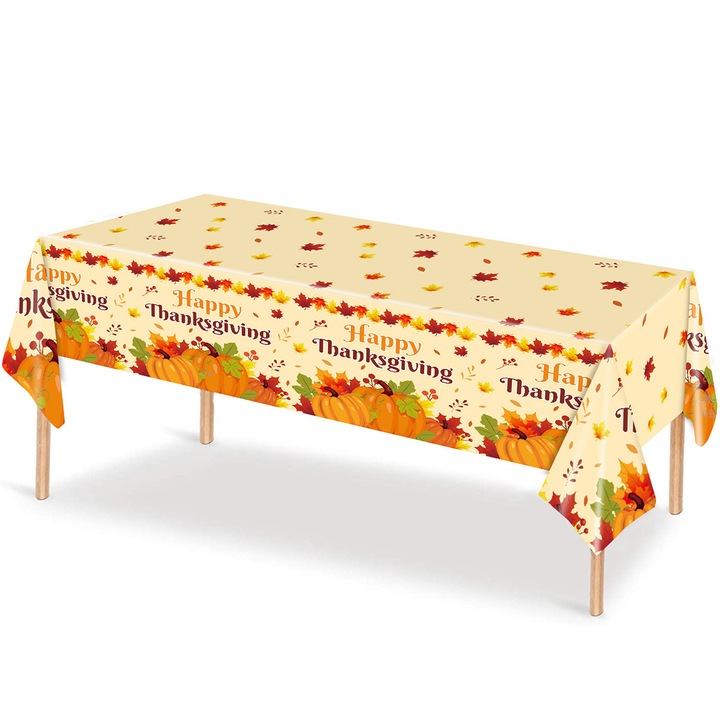Carmdering EMAGFP-BST4030330-1-A asztalterítő, műanyag, őszi Hálaadás tematika tökökkel és juharlevelekkel, többszínű, 3 db-os szett, 137 x 274 cm