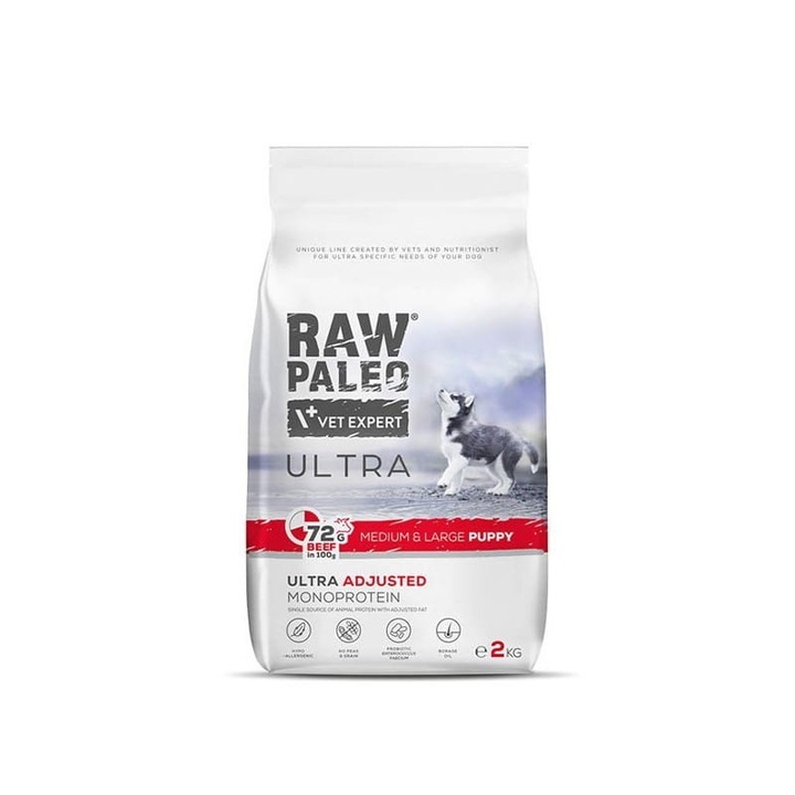 Храна за кучета, Vetexpert, Raw Paleo Ultra, среден/голям размер, 2 кг