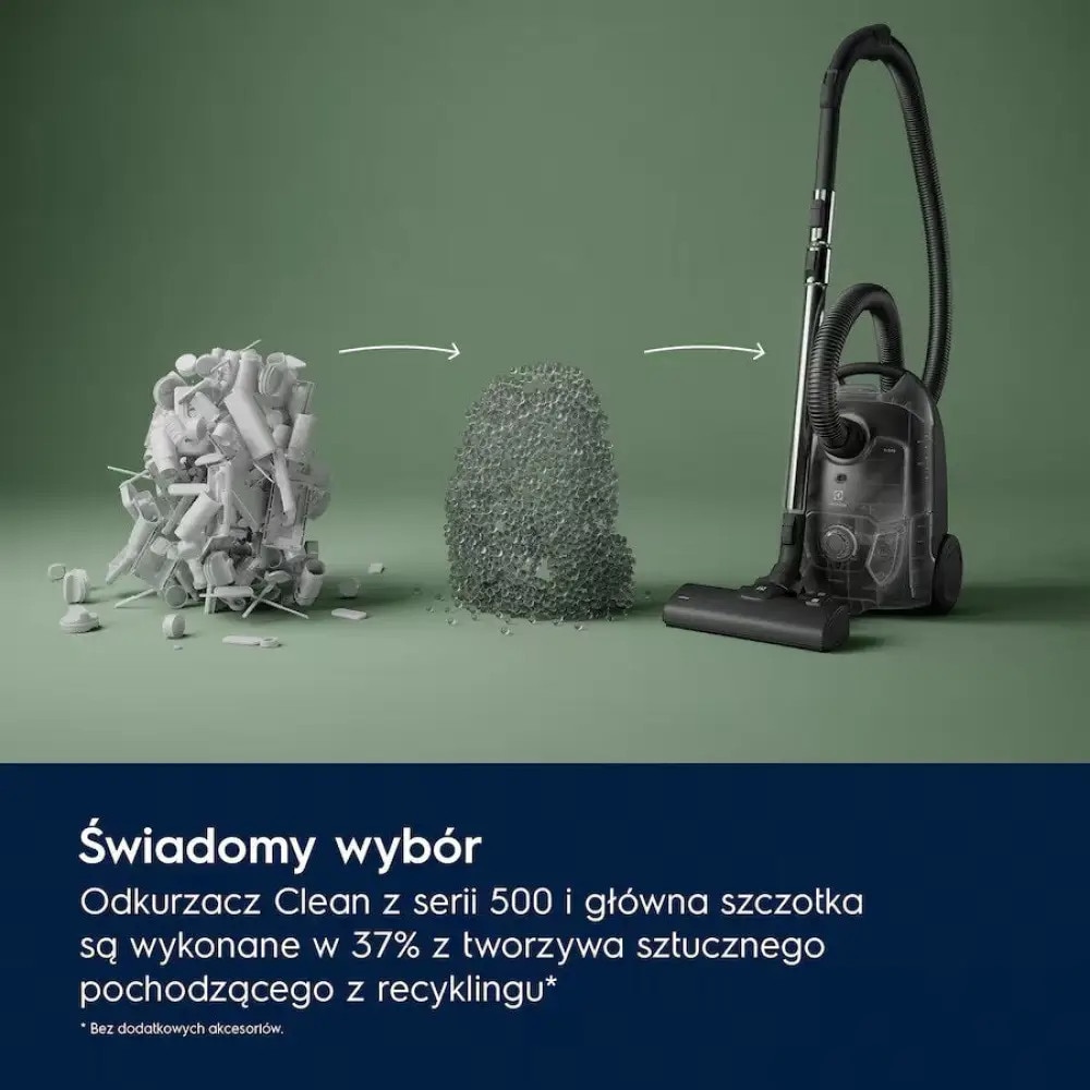 Aspirator cu sac, Electrolux, model Eb51C1Og, 2 perii, verde ocean