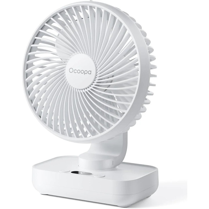 Ventilator Ocoopa D606Y, alb, oscilant, compact, USB, reincarcabil, 4 viteze