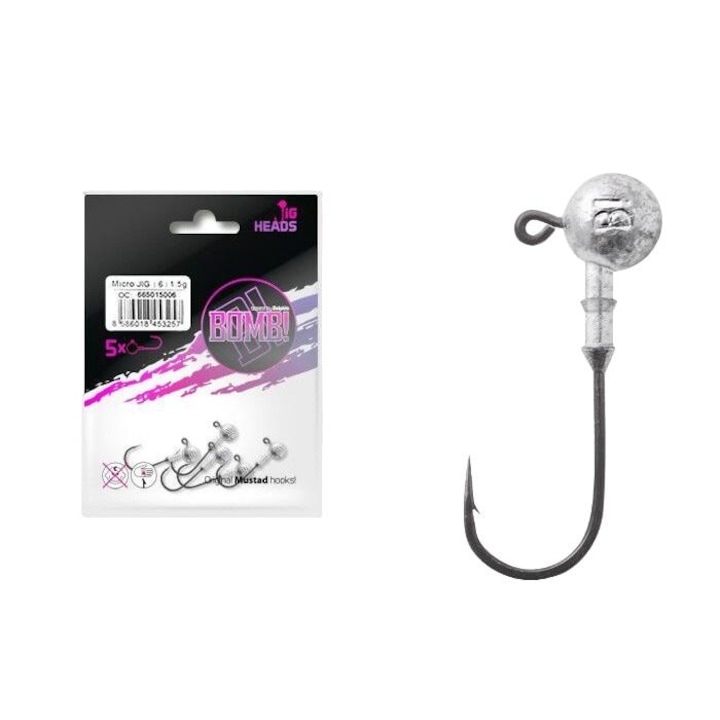 Комплект от 5 куки с очи, Delphin, 1/0, 15 g, черни/сребристи