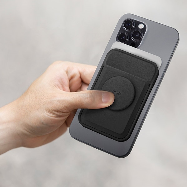 Portofel pentru carduri UNIQ Flixa, magnetic, incarcare MagSafe, suport telefon, roz
