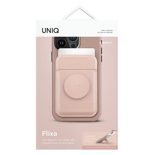 Portofel pentru carduri UNIQ Flixa, magnetic, incarcare MagSafe, suport telefon, roz