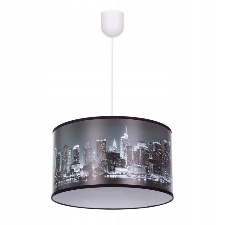 Lustra, abajur cu imprimeu New York, ajustabila, E27, plastic/metal, multicolor