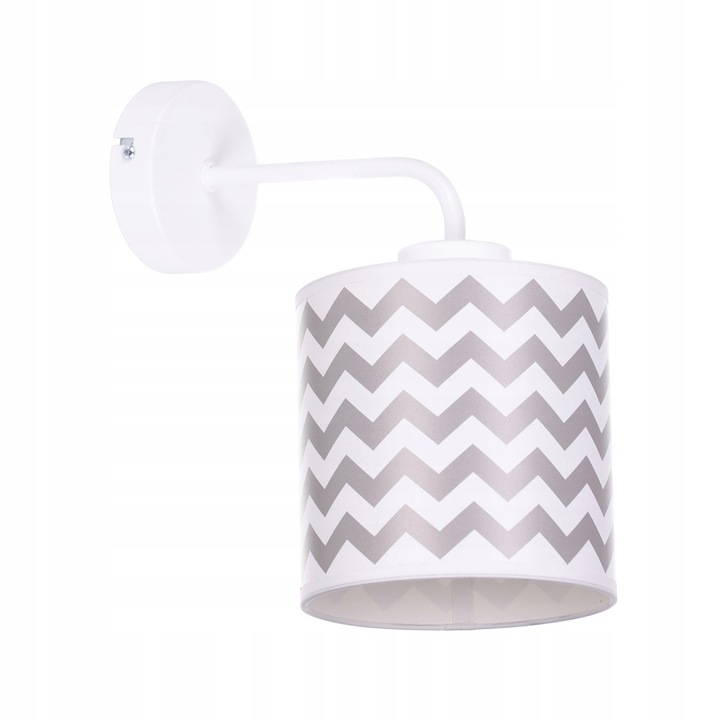 Aplica moderna de perete, model zig-zag, Metal, 1 x E27, gri/alb