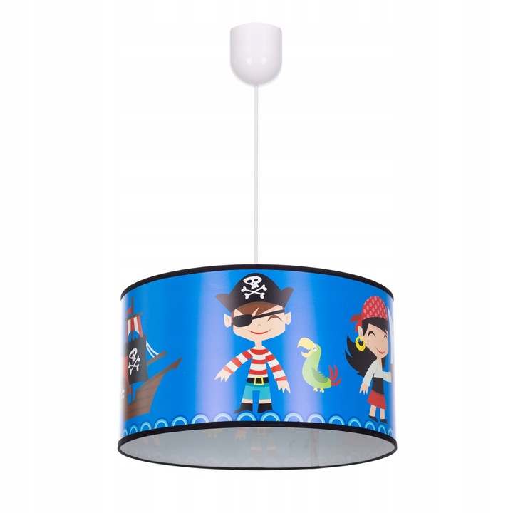 Полилей, абажур с пиратски принт, регулируем, E27, пластмаса/метал, многоцветен