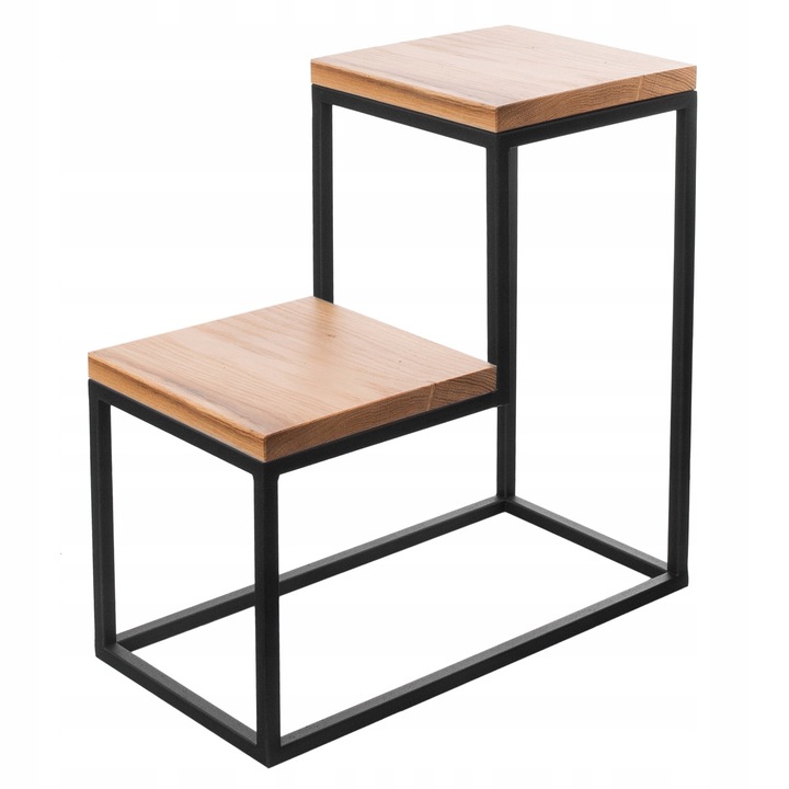 Suport dublu pentru flori LOFT, metal, negru/maro, 40 x 20 cm