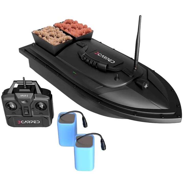 Barca pentru nadit cu telecomanda, CARPED, 2 cuve, 2 baterii x 5200 mAh, negru