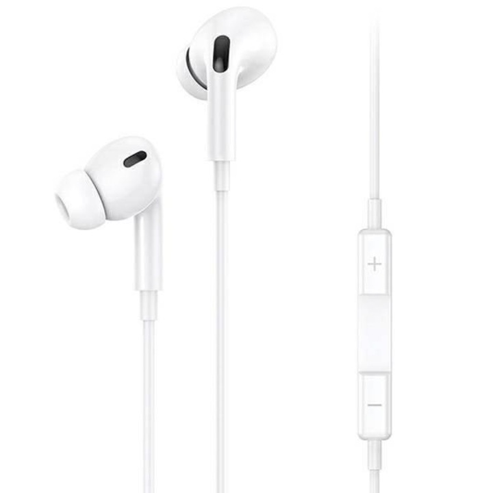 Casti audio cu microfon USAMS EP-41 Max, In-ear, Control pe fir, Lightning, Lungime cablu 1.2m, Alb