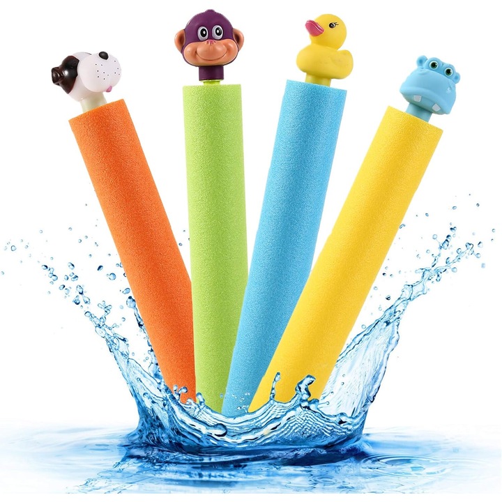 Set de 4 pistoale cu apa Cozevdnt, jucarii de vara multicolore pentru piscina, plaja, exterior, pentru baieti, fete si adulti