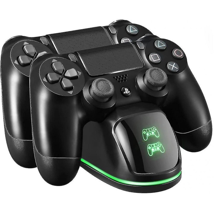 Станция за зареждане HERUSI за 2 контролера PS4, черна