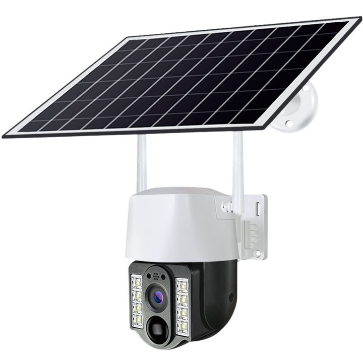 Camera de supraveghere 4G, Selling Depot®, panou solar de 7.5W, 5MP, IP66, zoom 10x, alarma, nocturna